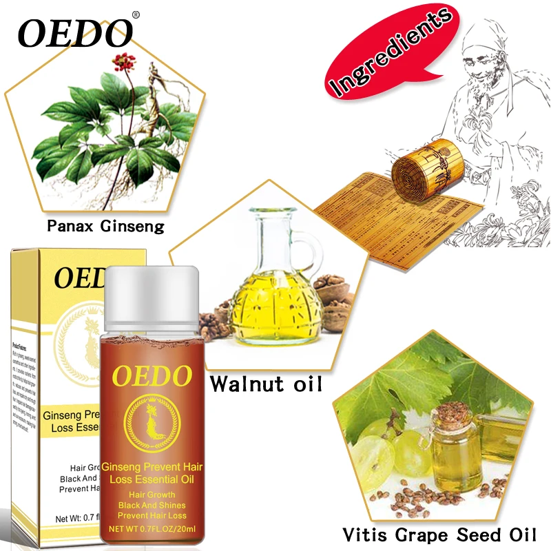 OEDO Ginseng Hair Growth Essence Anti Loss Liquid Fast Restoration Dense Serum Powerful Repair Root 20ML | Красота и здоровье