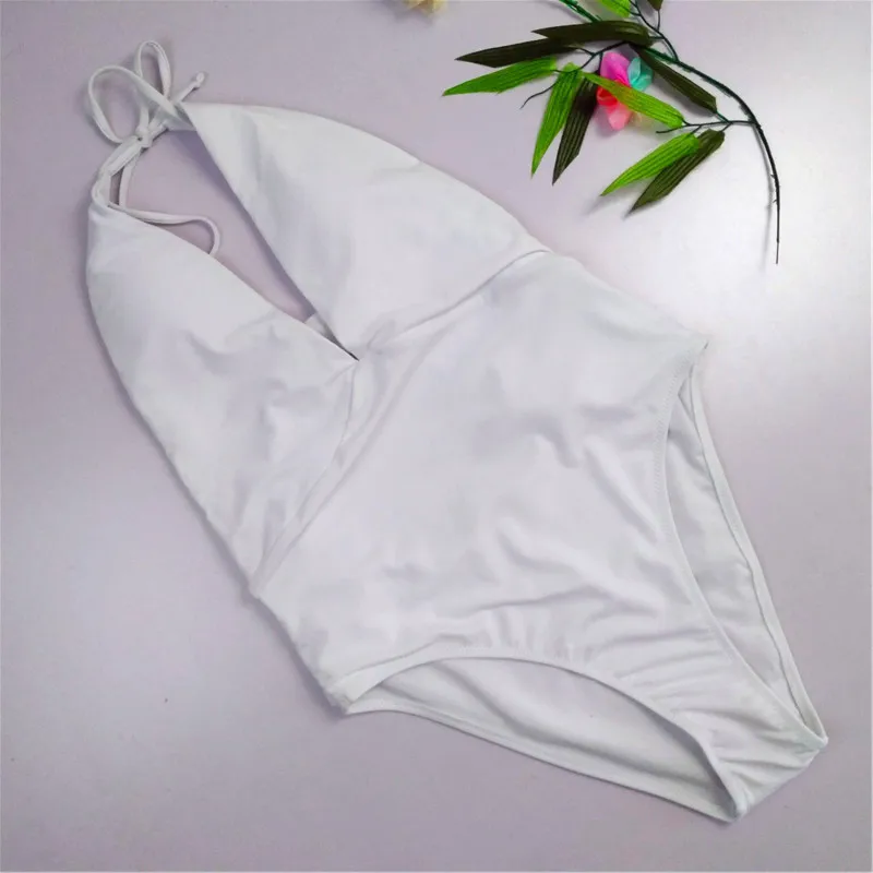 2018 New Woman Scoop-Back Swimsuits 1 One Piece Push Up Tie Waist Swimwear Solid Plus Size Swimsuit Female Monokini Bikini | Спорт и