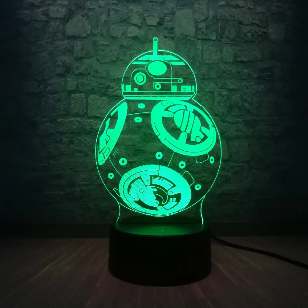 3D Светодиодная лампа Звездные войны подарок для мальчика игрушки робот BB-8 шар 7