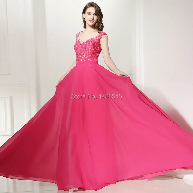Платье длинное из шифона с аппликацией и рукавом крылышком|a line prom dress|prom dressesvestido