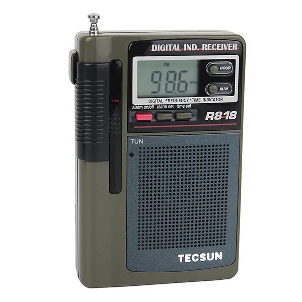 1 шт. TECSUN карманный мини радио FM/MW/SW приемник полный диапазон цифровой будильник +