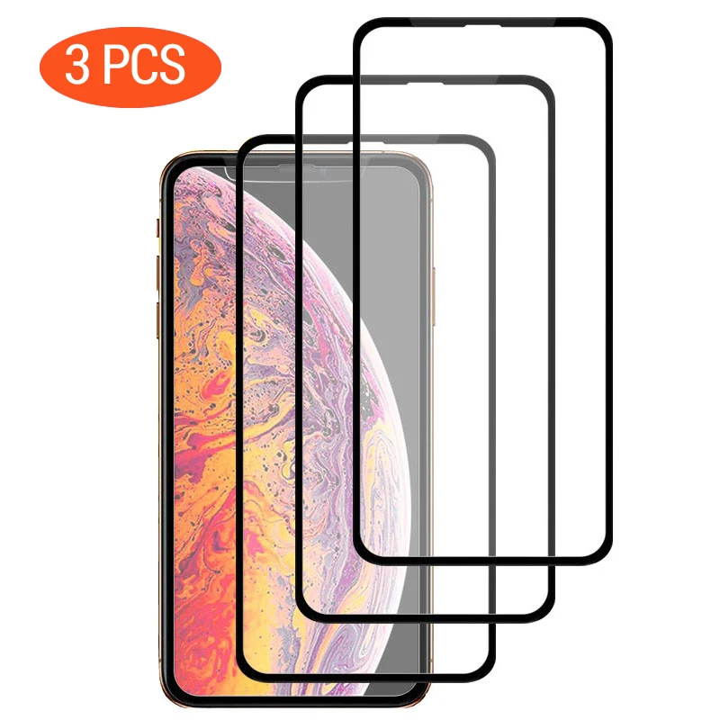 AFY 3 шт полное покрытие экрана протектор для iPhone X XR XS Max закаленное стекло 5 5S 6 6s 7 8