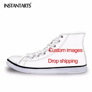 Мужская Вулканизированная обувь INSTANTARTS, классические кеды с высоким верхом, холщовые кроссовки на плоской подошве с индивидуальным изображением, Прямая поставка