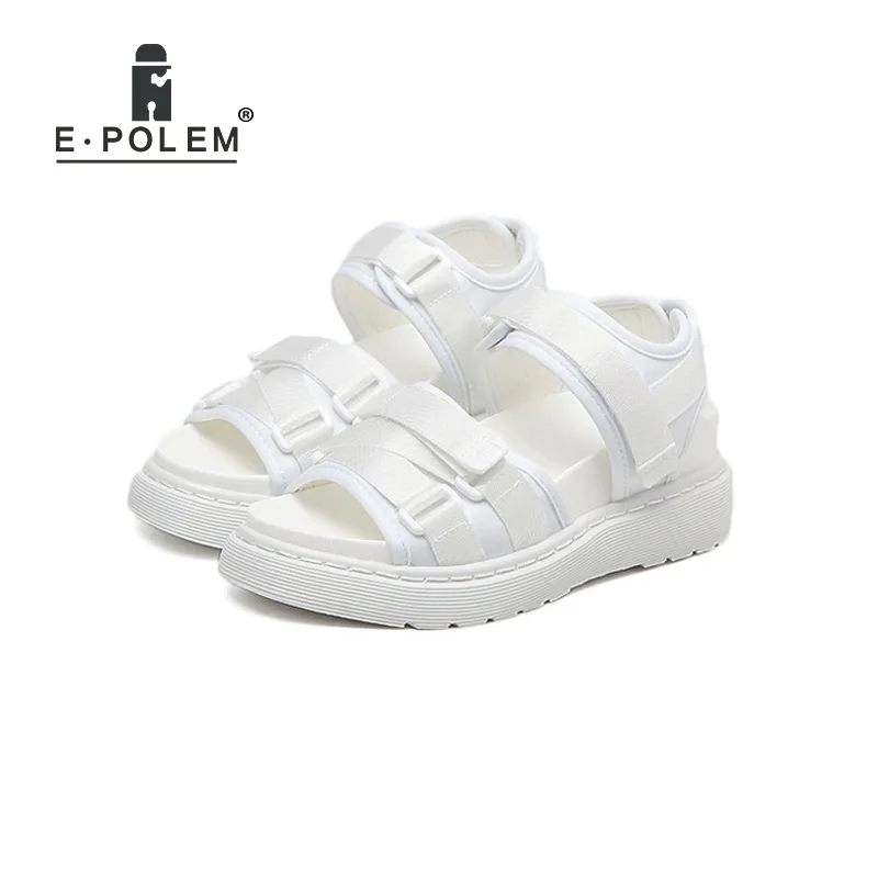 

women sandals white/black Leather Breathable flat Sandals flat heel Summer women Open Toe Platform ladies gladiator Sandalias
