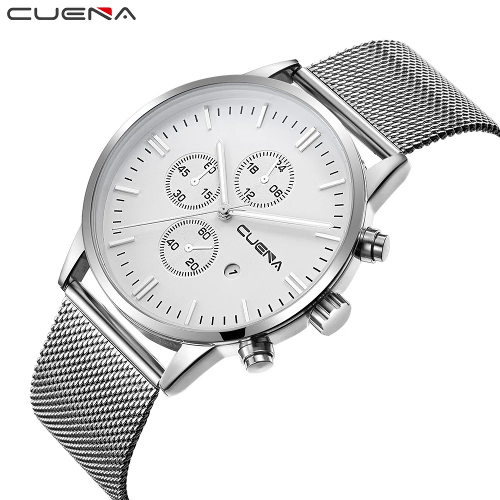 

CUENA Men's Wrist Watch Stainless Steel Quartz Analog Sport Gifts Luxury watch man watches mens 2021 relogio masculino