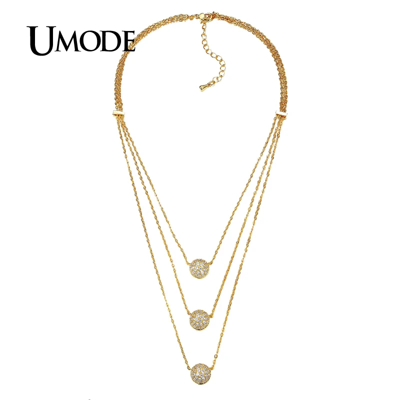 

UMODE New 4 Designs Multi Layered Necklaces Paved White Gold Color Choker Necklaces Jewelry For Women Collares Mujer AUN0230A