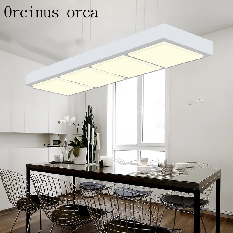Beste Eenvoudige Moderne Led Restaurant Kroonluchter Rechthoekige Kantoor Kroonluchter Art Creatieve Studie Bar Restaurant Lampen