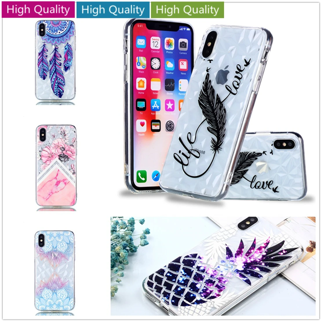 Fundas For iPhone X 8 7 Plus 6 S Phone Case Colorful Soft TPU Carcasas Back Cover New Design 2018 XS |