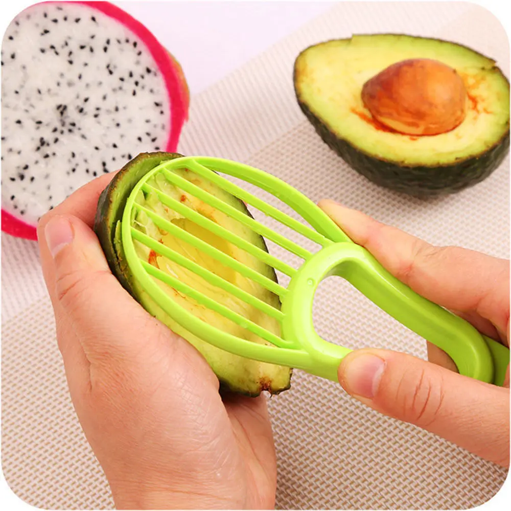 

3 In 1 Avocado Slicer Shea Corer Butter Fruit Peeler Cutter Pulp Separator Plastic Knife Kitchen Vegetable Tools Home Accessory