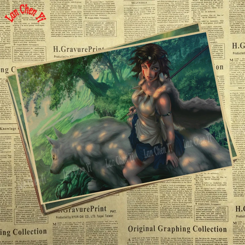 Синий Хаяо Миядзаки Хаул подвижный замок Мононоке химе Миядзаки Хаяо Унесенные призраками тонари нет Тоторо крафт-бумага плакаты - Цвет: Синий