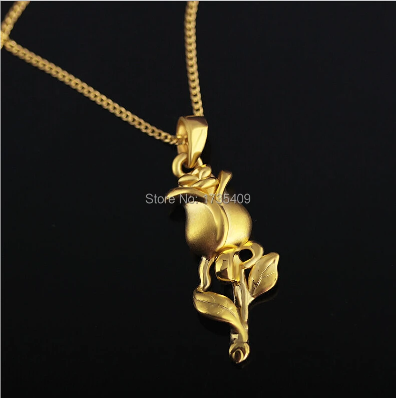 

New Arrival Authentic 24K Yellow Gold Pendant / 3D Lucky Rose Pendant / 3g