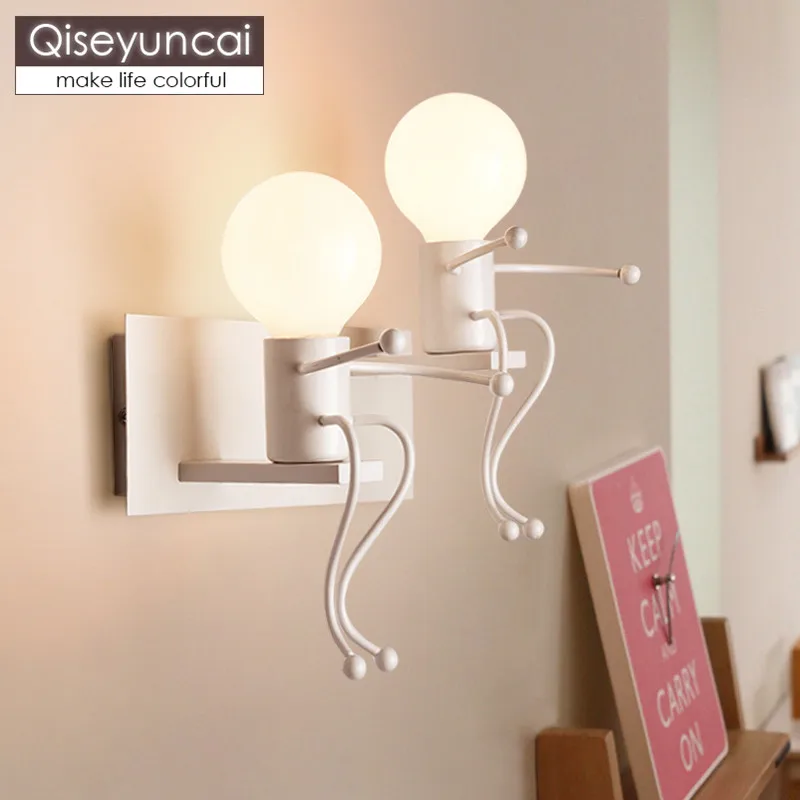 Qiseyuncai Nordic creative personality LED doll bedside lamp modern minimalist bedroom aisle staircase hallway children lighting