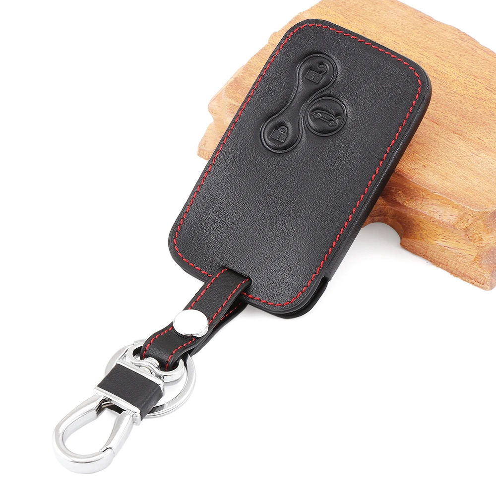 Кожаный чехол для ключей Renault Clio Megane Scenic Grand 3 кнопки Smart Keyless Entry дистанционного