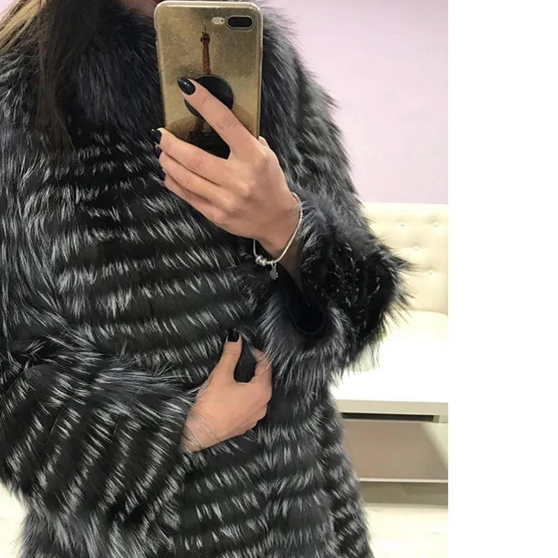 BFFUR пальто с лисьим мехом Повседневная Женская одежда из натурального меха