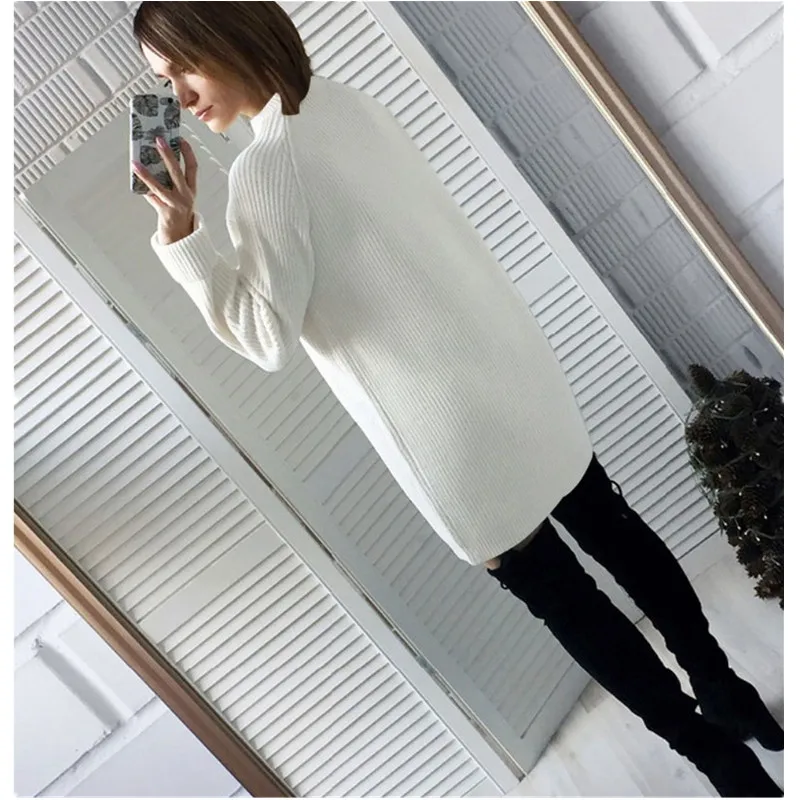 Aragaki Women Knitted Cotton loose Sweater Dresses Turtleneck Winter Dress Elegant Streetwear Mini Vestidos LN286 | Женская одежда