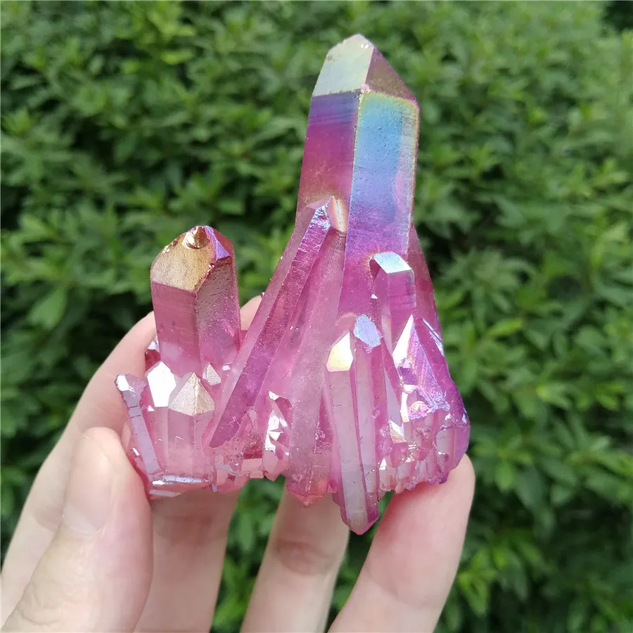 Rainbow Aura Crystal Cluster Purple Red Yellow Quartz Titanium Crystal-Reiki Healing and Terrariums Gift Home Decor | Дом и сад