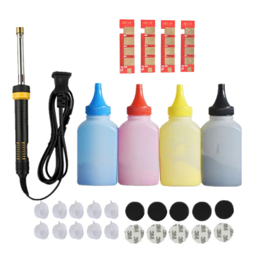

Refill toner Powder cartridge tool kit + 4 chip for samsung CLT-407S 407S CLP-325 CLP-320 CLP-326 CLX-3285 CLX-3185 printer