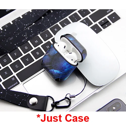 case with rope Кожаный чехол для наушников с 3D-принтом для Apple, аксессуары для airpods, защитный чехол, Bluetooth, наушники, украшения, уникальный чехол, подарки - Цвет: case with rope