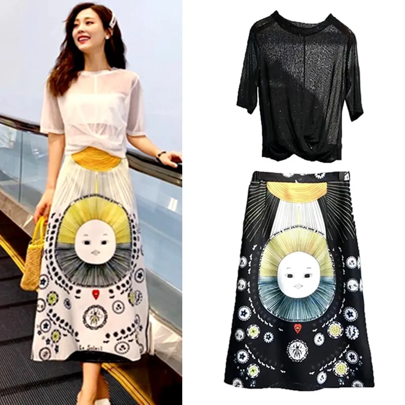 Летний женский комплект из 2 предметов прозрачный топ с коротким рукавом блуза +