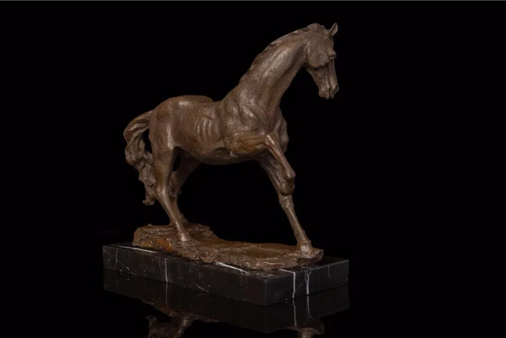 34 CM Western Art Deco Pure Bronze Marble Fine Horse Equine Ornament Sculpture | Дом и сад