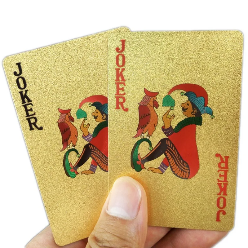 One Deck Gold Foil Poker Euros Style Plastic Playing Cards ollectible waterproof gold foil beautiful playing car | Спорт и