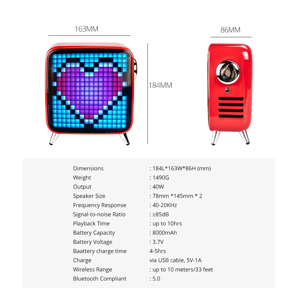 Divoom Pixel Tivoo портативный Tivoo Max открытый беспроводной Bluetooth динамик аудио Pixel Art светодиодный смарт-будильник с приложением