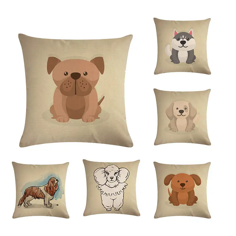 

Cartoon Dogs Cushion Covers Golden Retriever Beagle Home Decor Sofa Seat Girls Car Beds Siberian Husky Throw Pillow Case ZY566