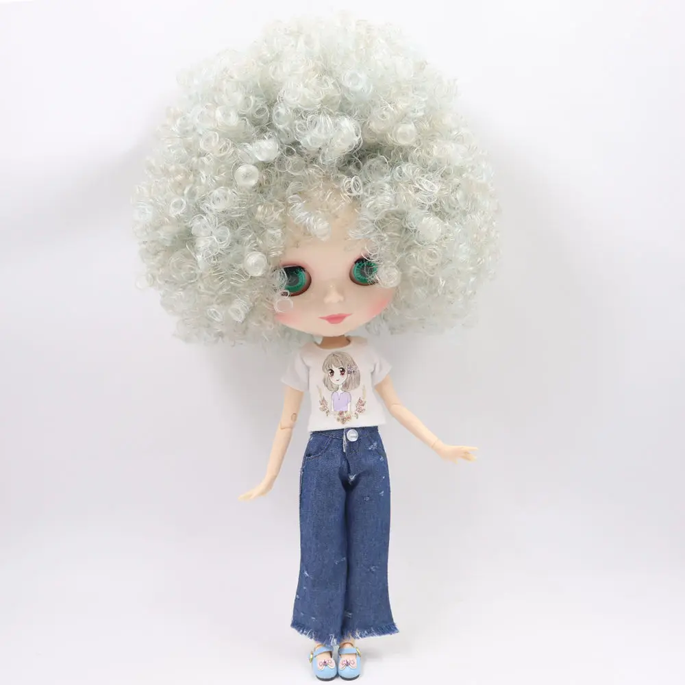 Кукла Blyth ICY DBS No.BL6909/8800 зеленая серая афро волосы для шарнирного тела с белой кожей