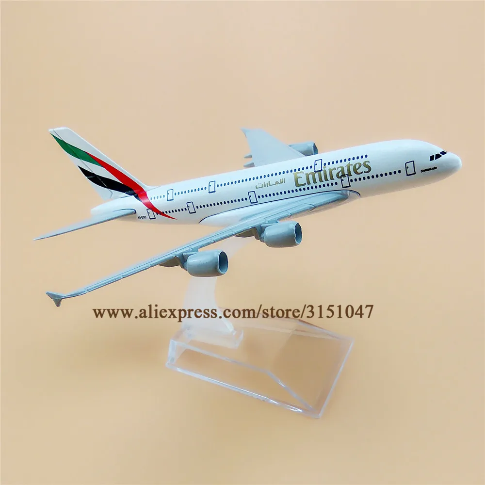 Модель самолета Air Emirates A380 Airlines Airbus 380 Airways 16 см модель из сплава металла с