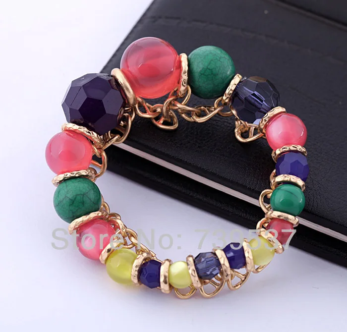 Растягивающийся браслет ручной работы с радужными бусинами новый дизайн 2017 |