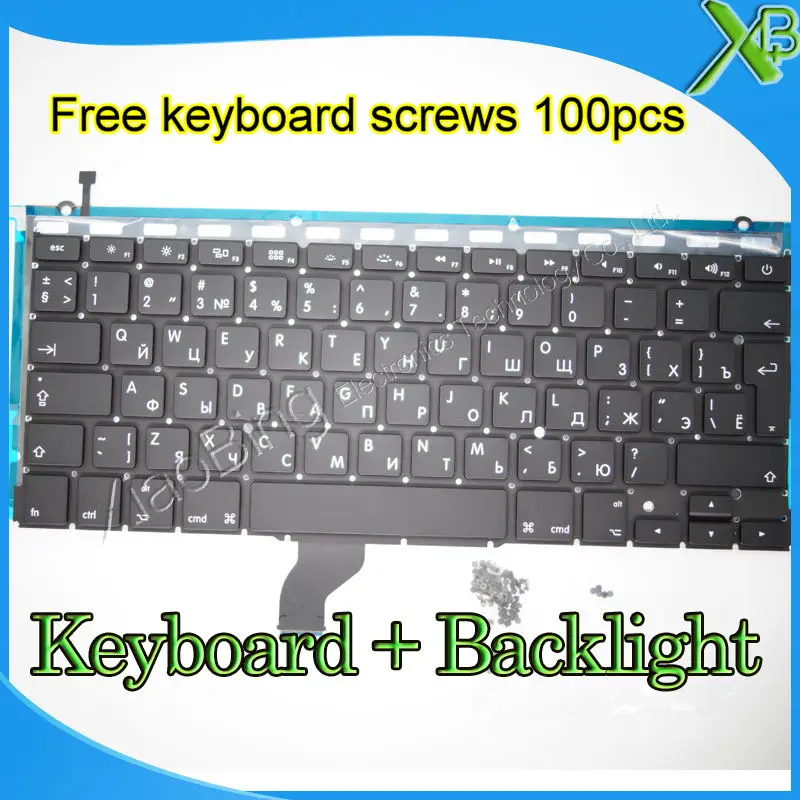 

Brand New For MacBook Pro Retina 13.3" A1502 RU Russian keyboard+Backlight Backlit+100pcs keyboard screws 2013-2015 Years