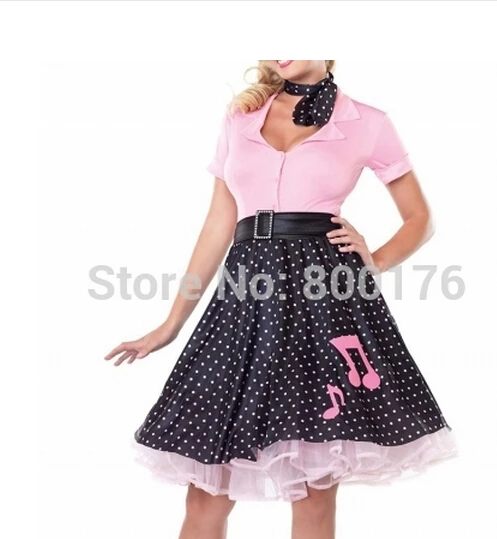 

Gorgeous 50's Poodle Rockabilly Retro Swing Grease Fancy Dress Costume plus size s-6xl