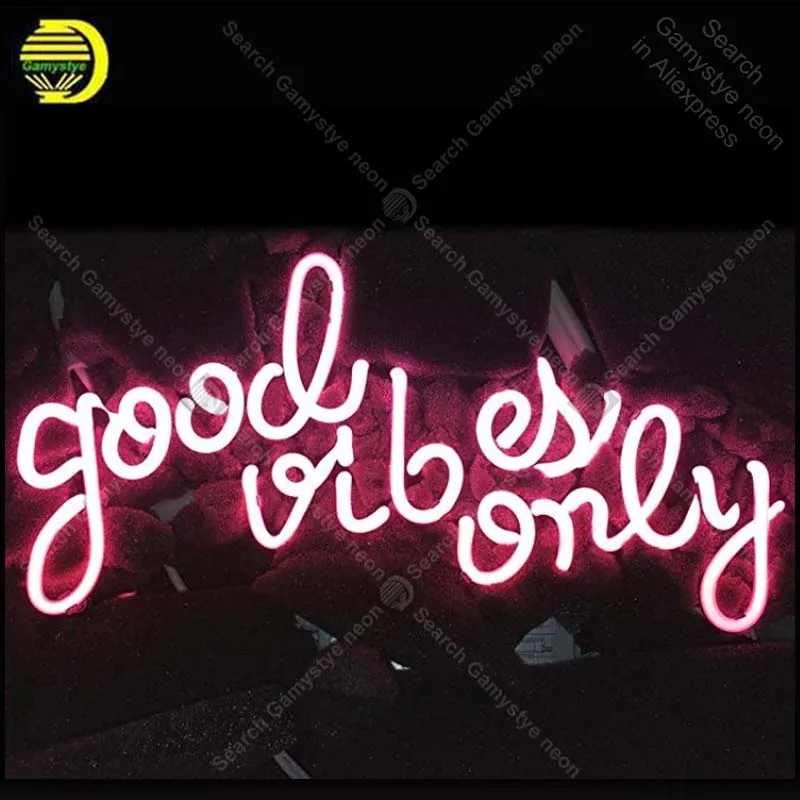 Неоновая вывеска GOOD VIBES только Настоящее стекло для подарка домашняя спальня