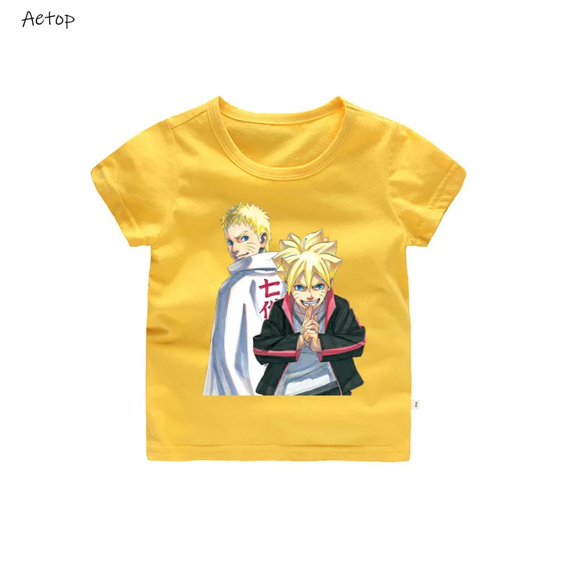 yellow 2 От 2 до 12 лет Футболка с принтом Наруто для мальчиков и девочек Летняя забавная одежда для малышей Детская футболка с цифрами в подарок на день рождения b245 - Цвет: yellow 2