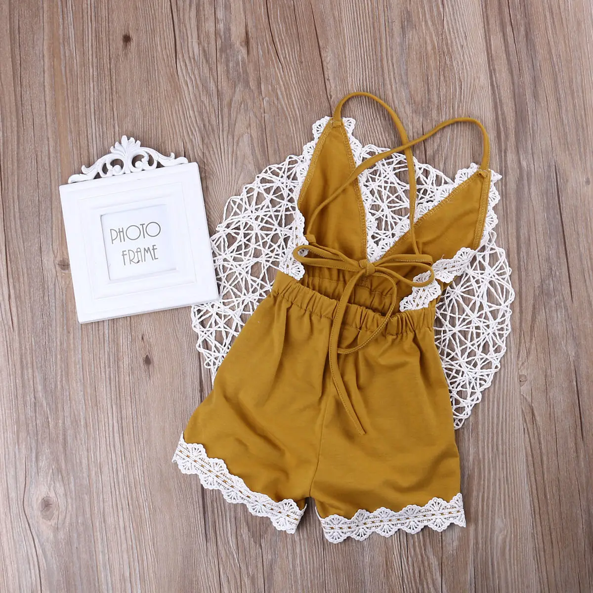 2017 new toddler infant summer Newborn Baby Girls yellow Lace Romper Jumpsuit Sunsuit One-pieces Clothes children clothes kids | Детская