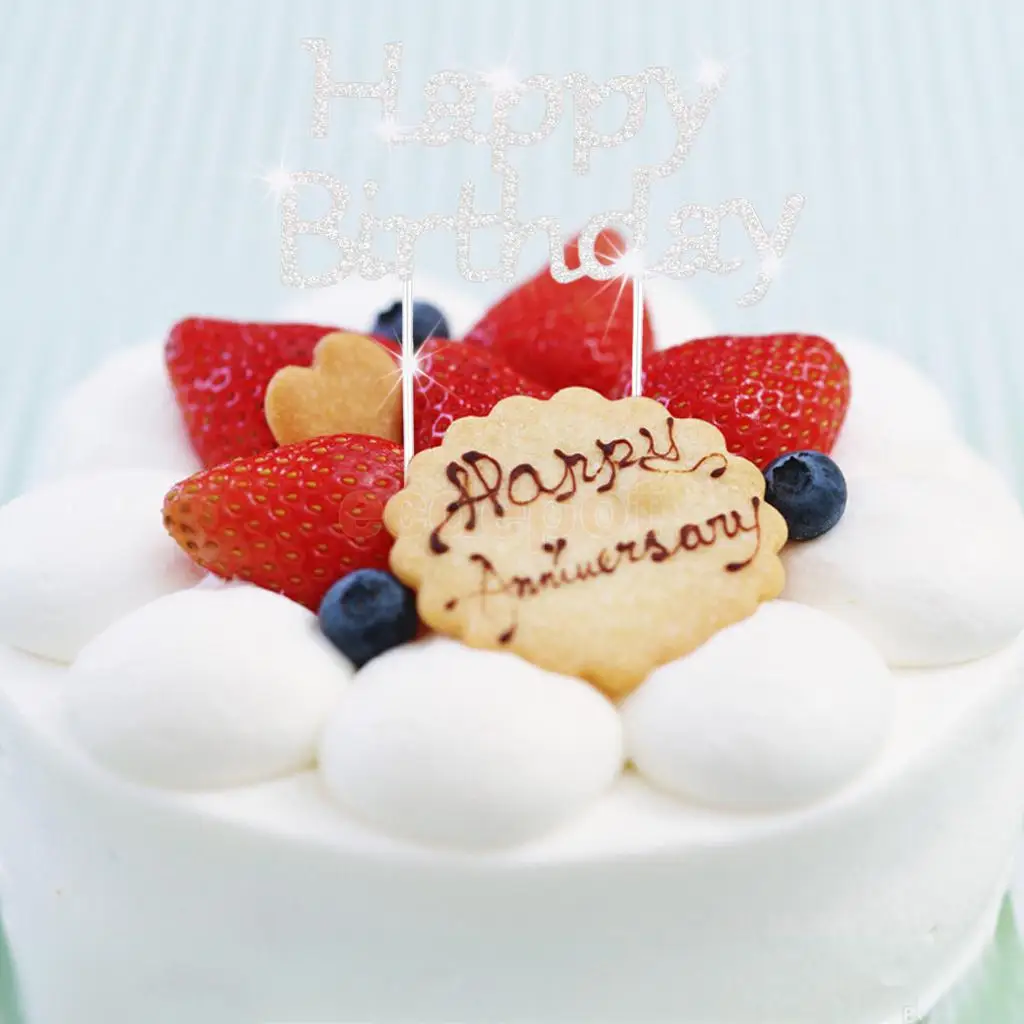 Хрустальные украшения для торта с надписью Happy Brithday + 60th|decorative decorative|brithday