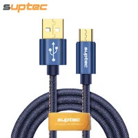 suptec micro usb cable for samsung s7s6s5 xiaomi huawei lg android phone denim braided gold plated fast charging usb charger