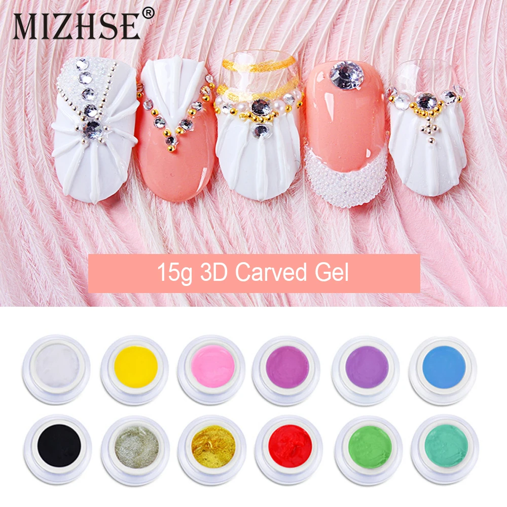 MIZHSE 12 цветов 3D Гель лак для ногтей УФ резной DIY гель дизайна отмачиваемый