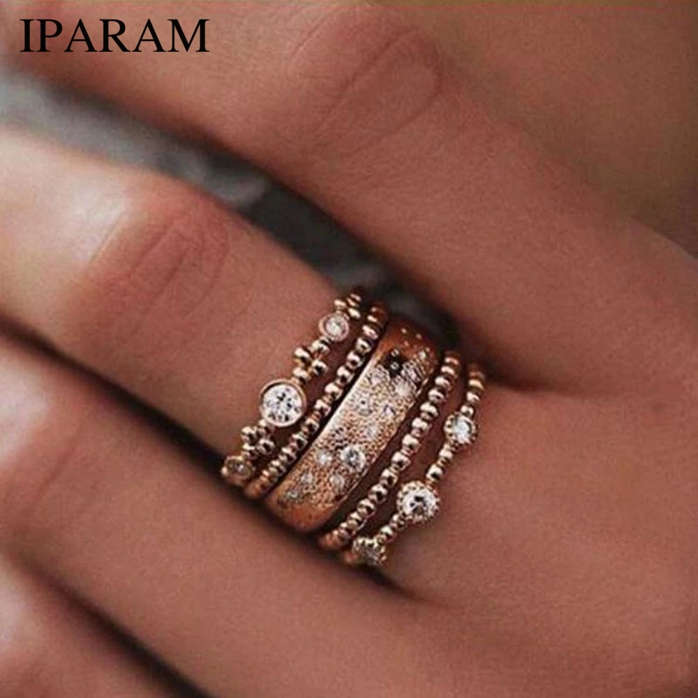 IPARAM 5 шт./компл. Модные женские розовые золотистый металл со стразами элегантные