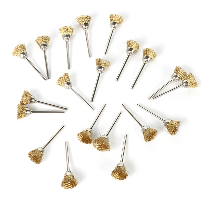 Dutoofree 10pcs Brass Wire Brushes Dremel Accessories For Rotary Tools Shape Diameter 15mm Shank 3mm Tool | Инструменты