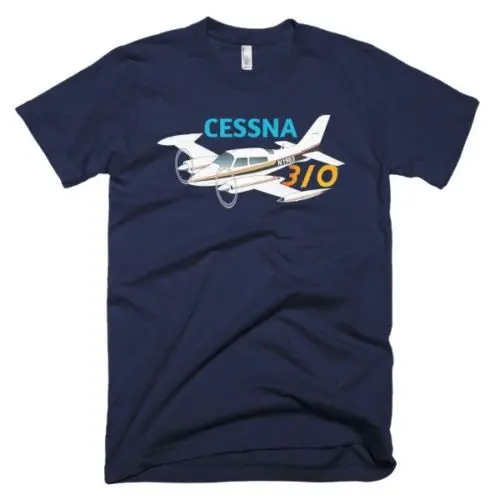 Летняя хлопковая футболка с короткими рукавами Cessna 310 изображением самолета