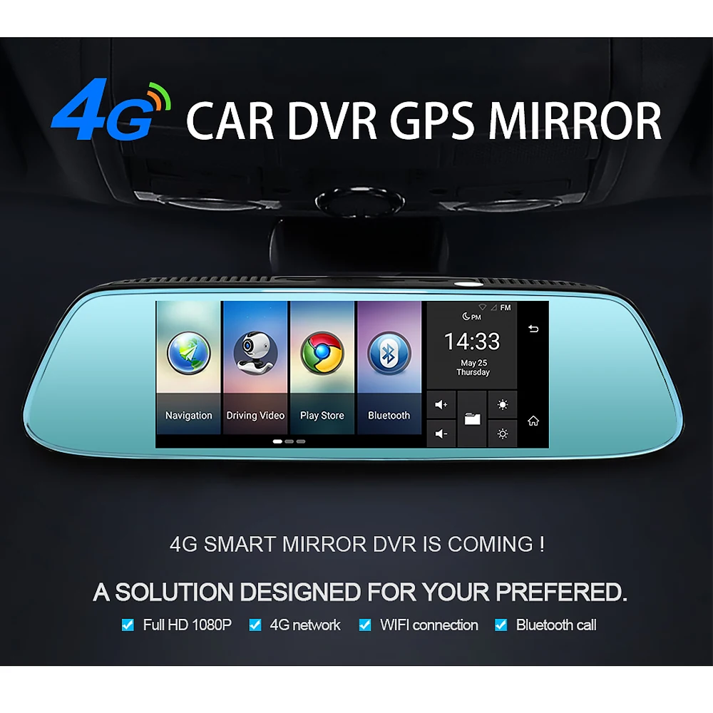 Junsun K716 Car Mirror Video 8&quot 4G DVR Camera Android 5.1 with GPS DVRs Automobile Recorder Rearview Dash Cam|android 5.1|android androidandroid