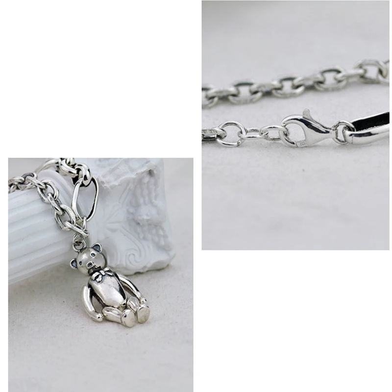 925 стерлингового серебра браслет с маленьким медвежонком висит преувеличенный