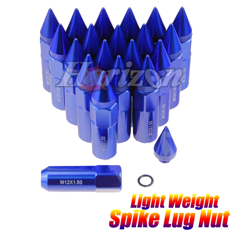 20pcs Blue M12X1.5 60MM Aluminum Spike Lug Nuts Extended Tuner Wheels Rims | Автомобили и мотоциклы