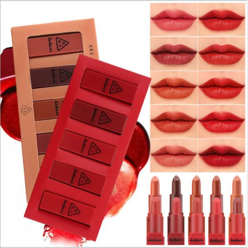 5 цветов/набор губная помада тыква/красный жидкий увлажняющий питательный блеск