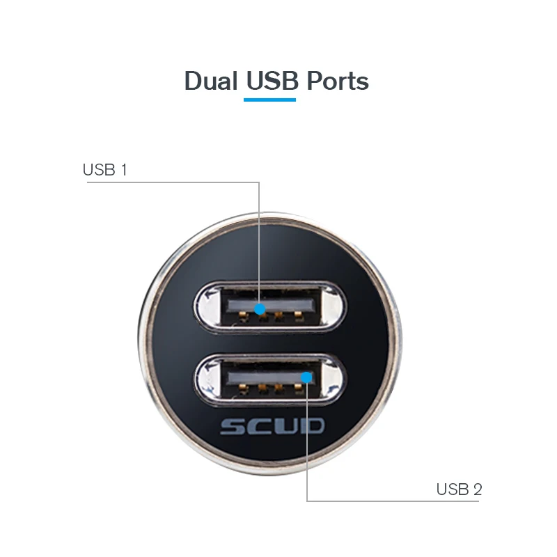 Автомобильное зарядное устройство SCUD с двумя выходами USB 2.4A быстрая зарядка