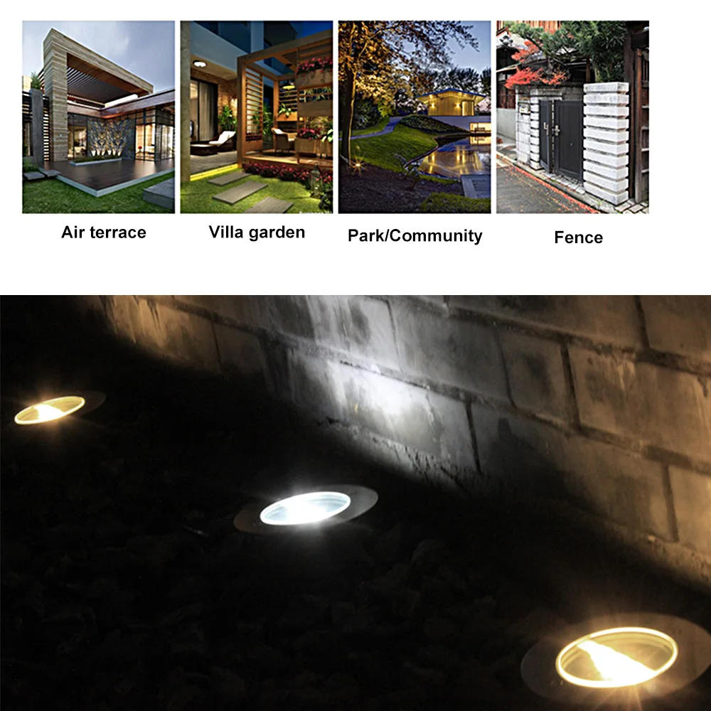 

3LED Solar Underground Light Outdoor Buried Lamp Aluminum Casting Lawn Lamps Garden Pathway Patio Deck Decor