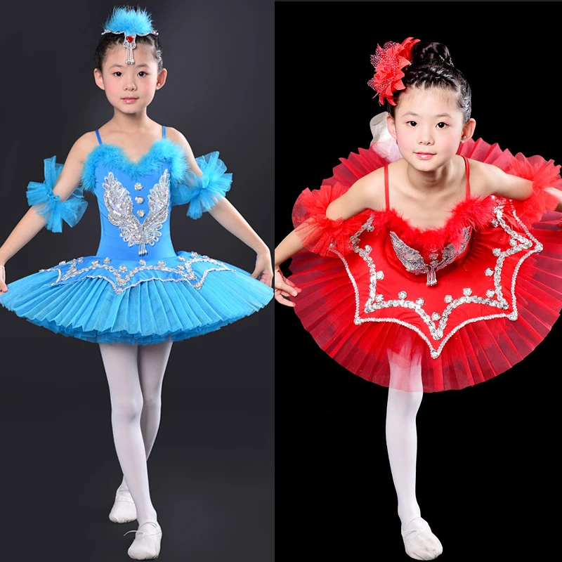 

Детские блестящие балетные костюмы с лебедем и озером, профессиональное балетное танцевальное платье-пачка, одежда для бальных танцев для ...