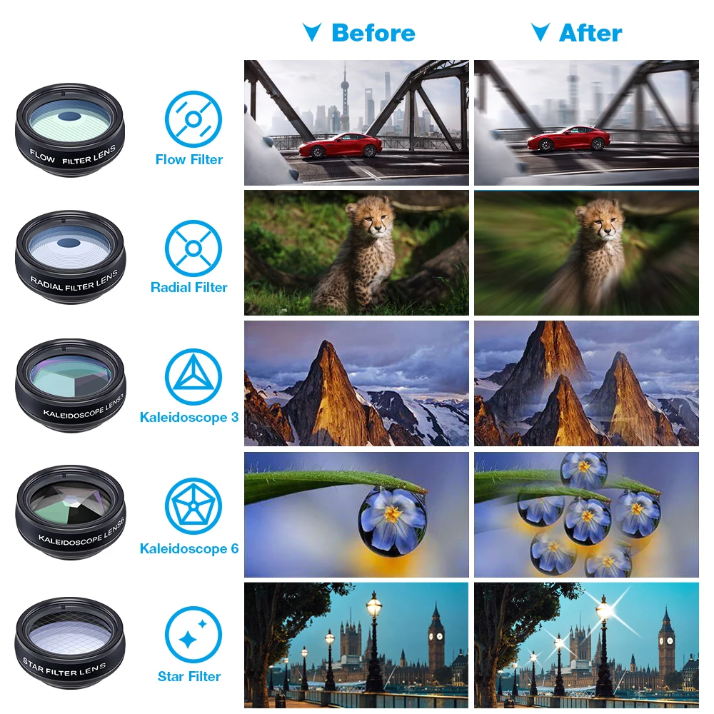 apexel 1 set lens 10 in 1 phone camera lens kit fish eye wide macro star filter cpl lenses for iphone xs mate samsung htc lg free global shipping