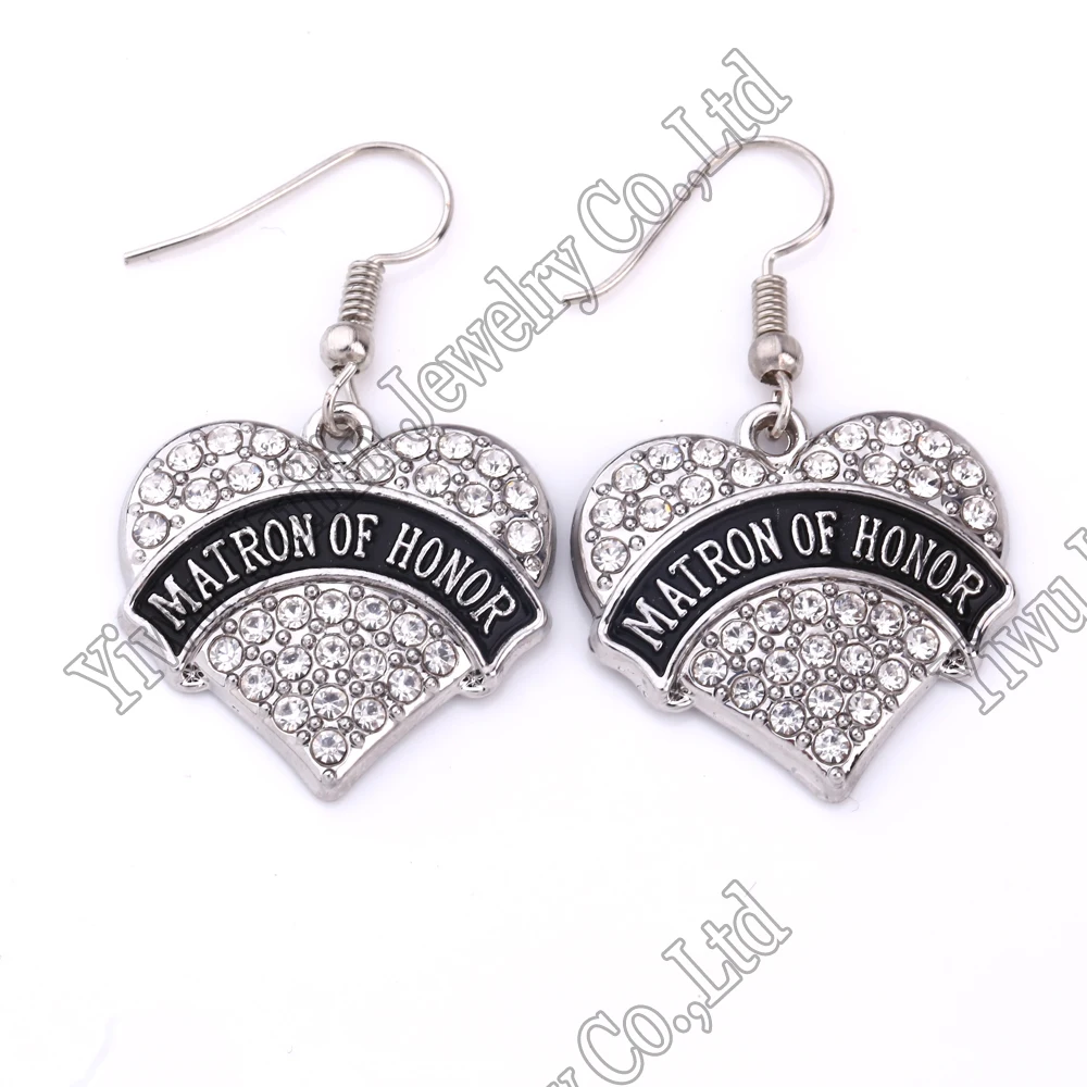 Серьги Matron of Honor Pave Heart с французским крючком прозрачные Кристальные Стразы |